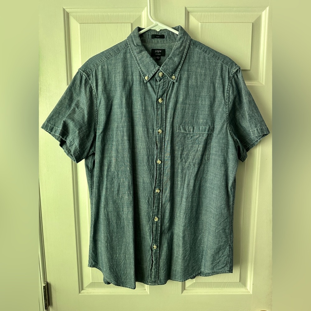 J. Crew Chambray Short Sleeve Shirt - Large